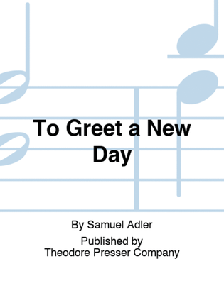 Book cover for To Greet a New Day