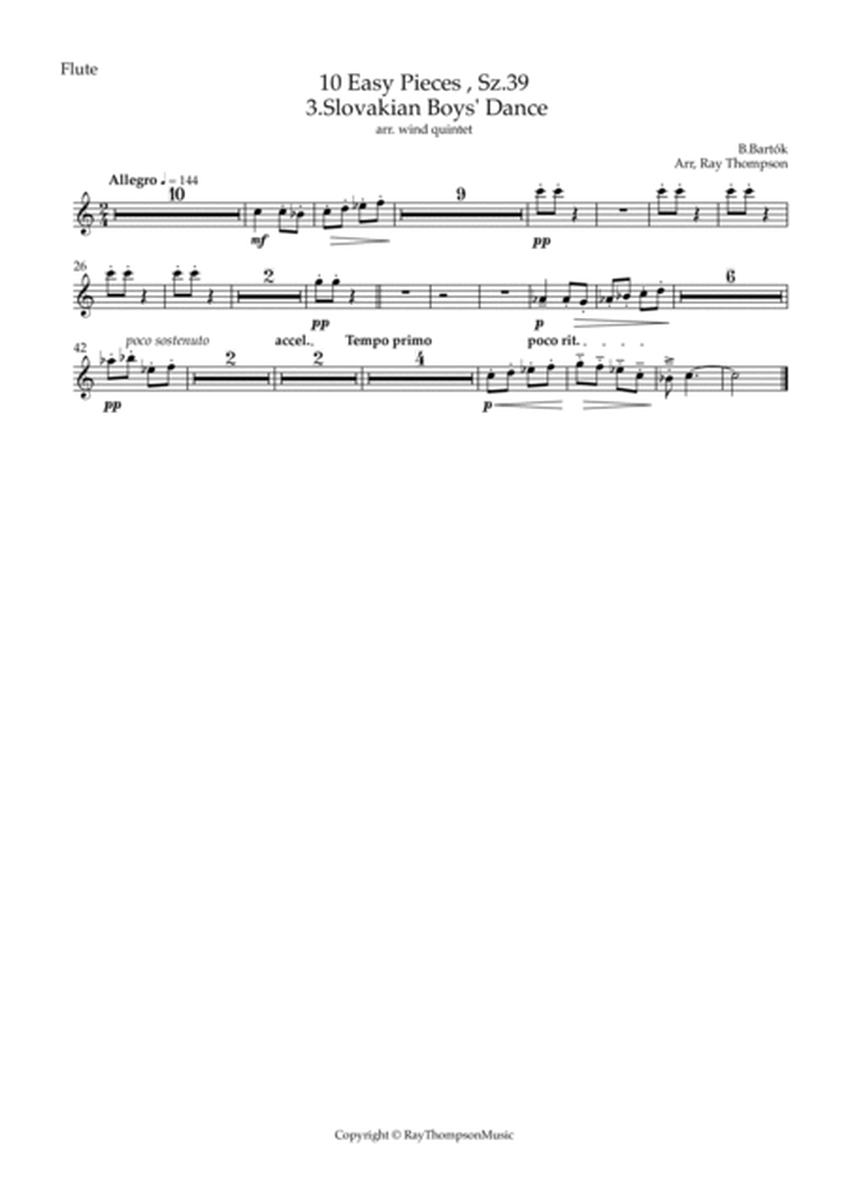 Bartók: 10 Easy Pieces , Sz.39 3.Slovakian Boys' Dance - wind quintet image number null