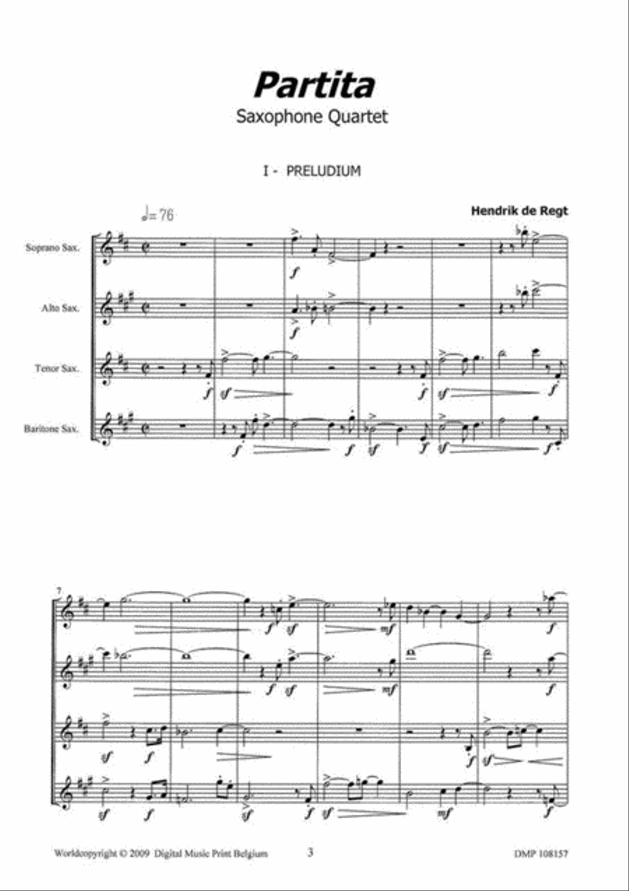 Partita For Sax Quartet Partita For Sax Quartet Saxophone Quartet scores gallery preview page 2