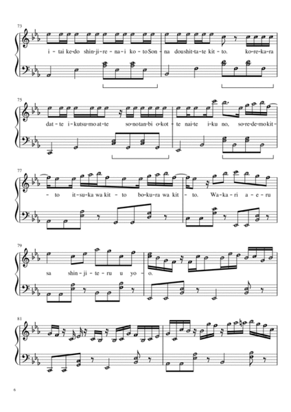 Yoruni Kakeru | Piano Solo Grade 3 Easy with note names image number null