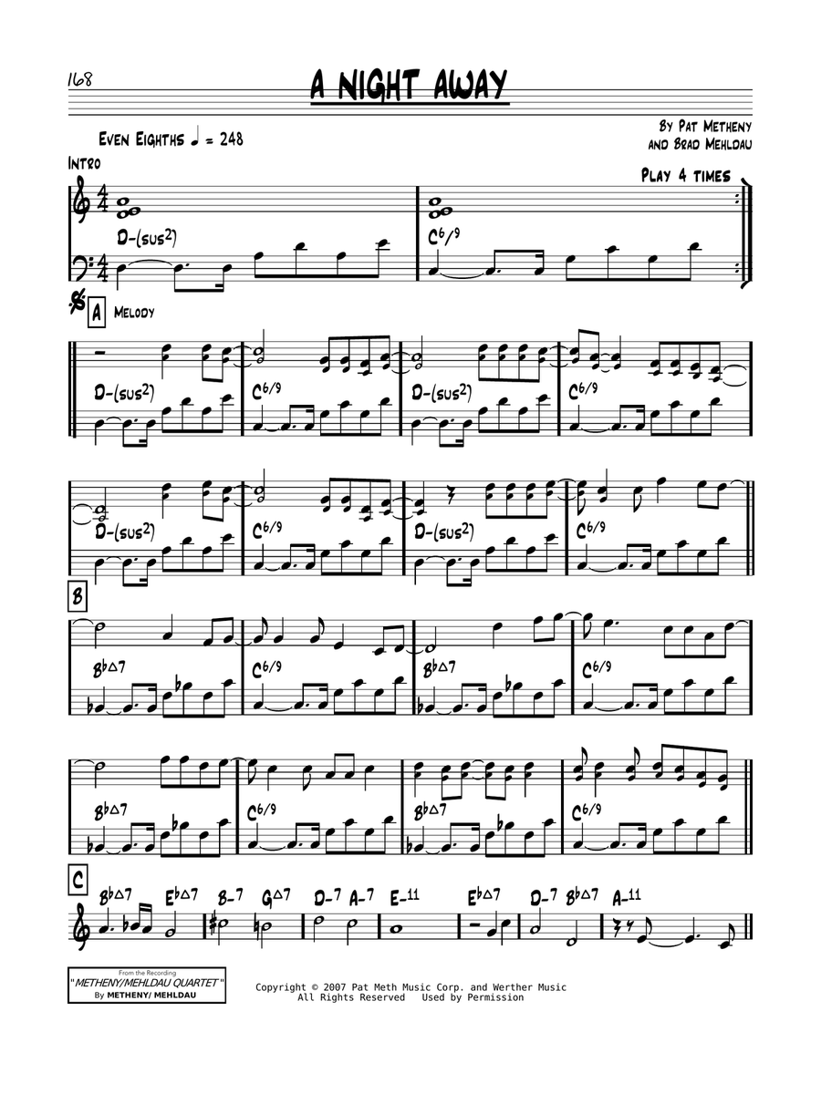 A Night Away Piano scores gallery preview page 1