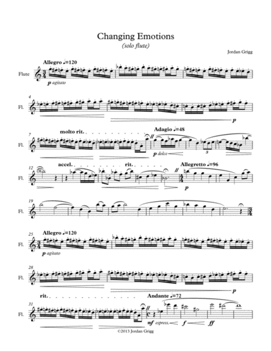 Changing Emotions (solo flute) Flute Solo scores gallery preview page 1