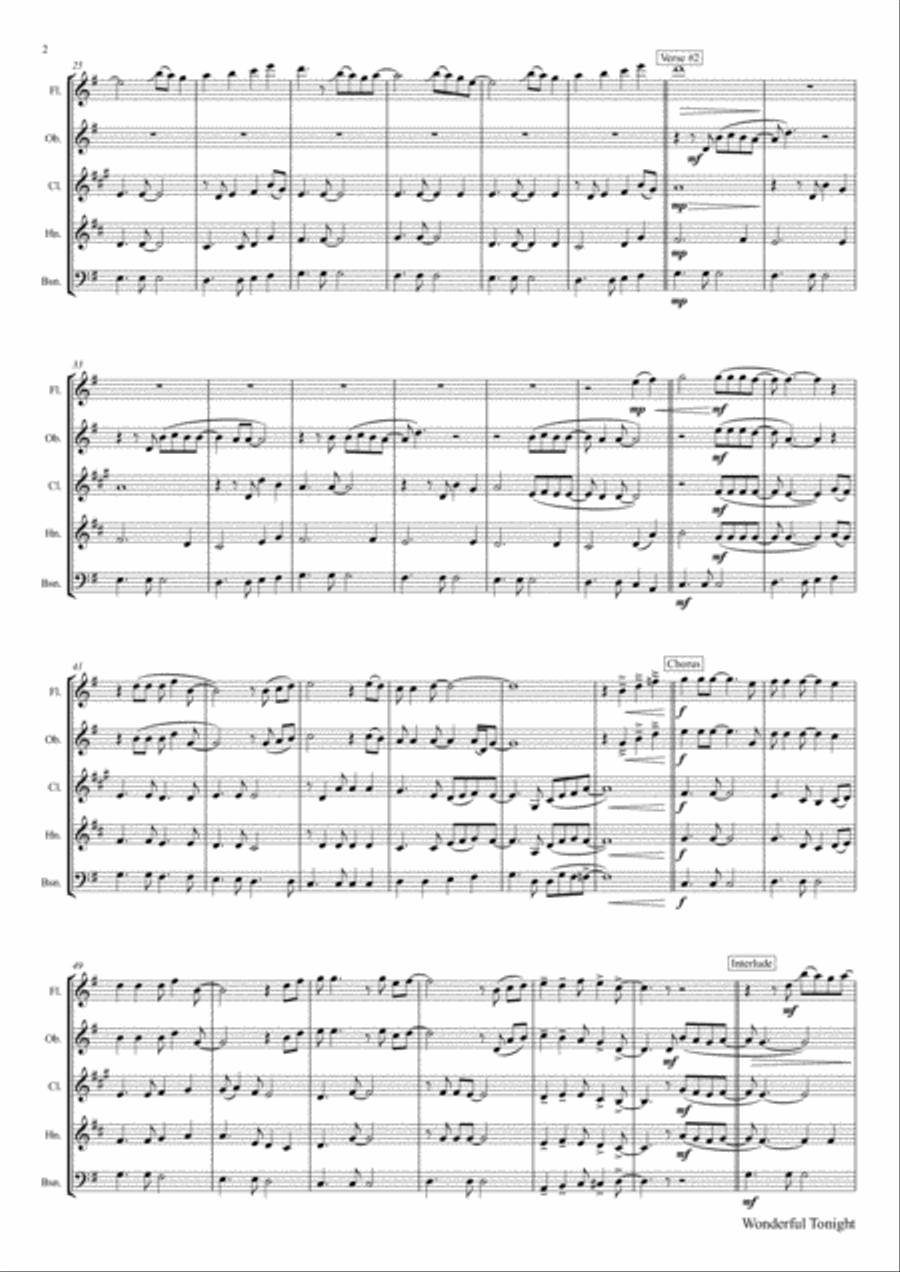 Wonderful Tonight Woodwind Quintet scores gallery preview page 3