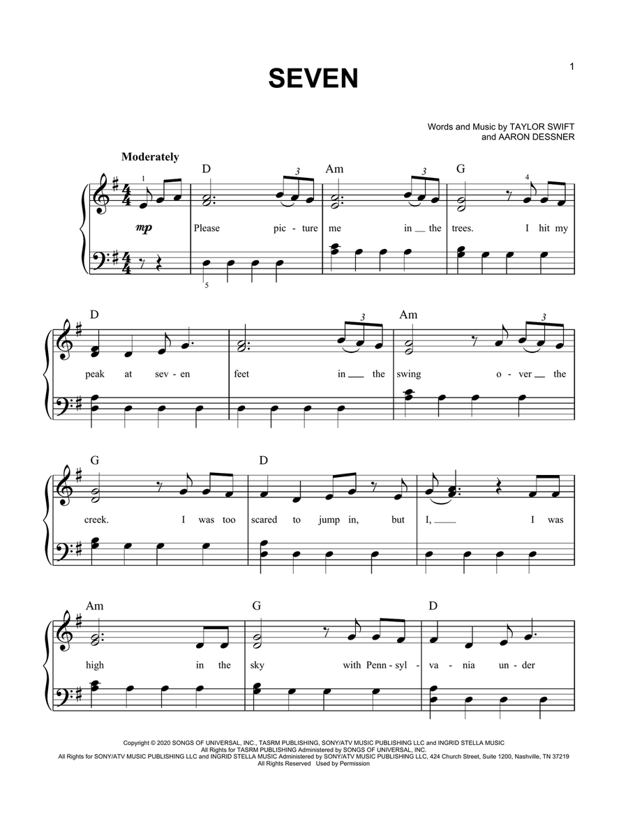 seven Easy Piano scores gallery preview page 1