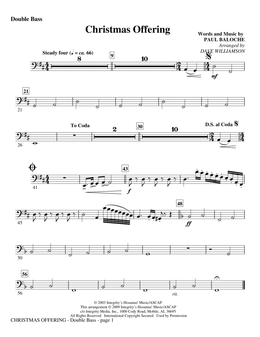 Christmas Offering - Double Bass Choir scores gallery preview page 1