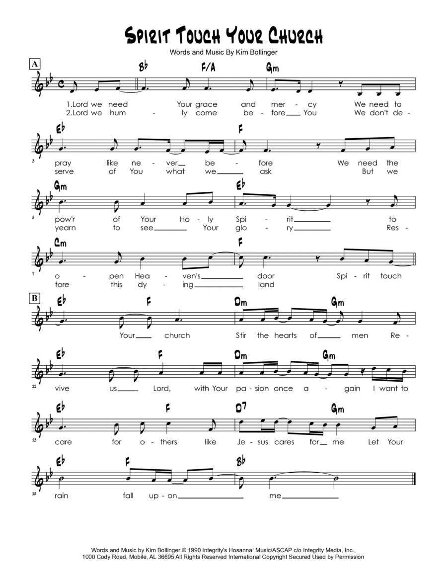 Spirit Touch Your Church Easy Piano scores gallery preview page 1