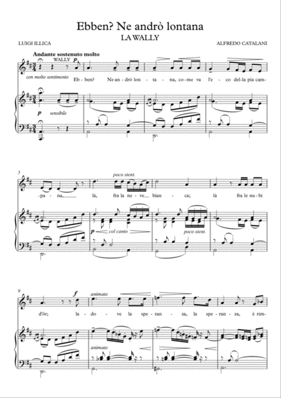 Ebben? Ne andrò lontana - La Wally (D Major) Soprano Voice scores gallery preview page 2