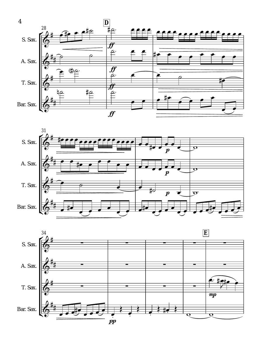 Novacaine Saxophone Solo scores gallery preview page 4