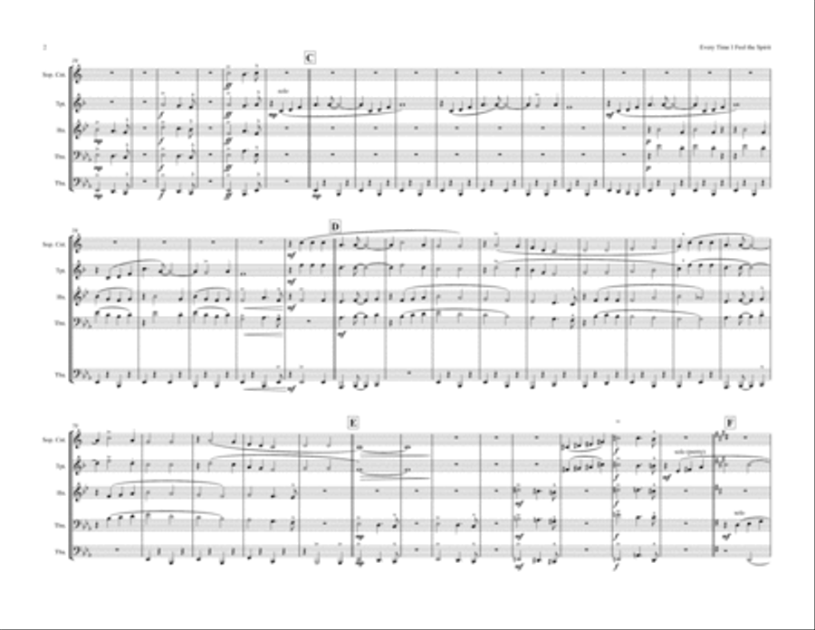 Every Time I Feel The Spirit (brass quintet) Brass Quintet scores gallery preview page 2