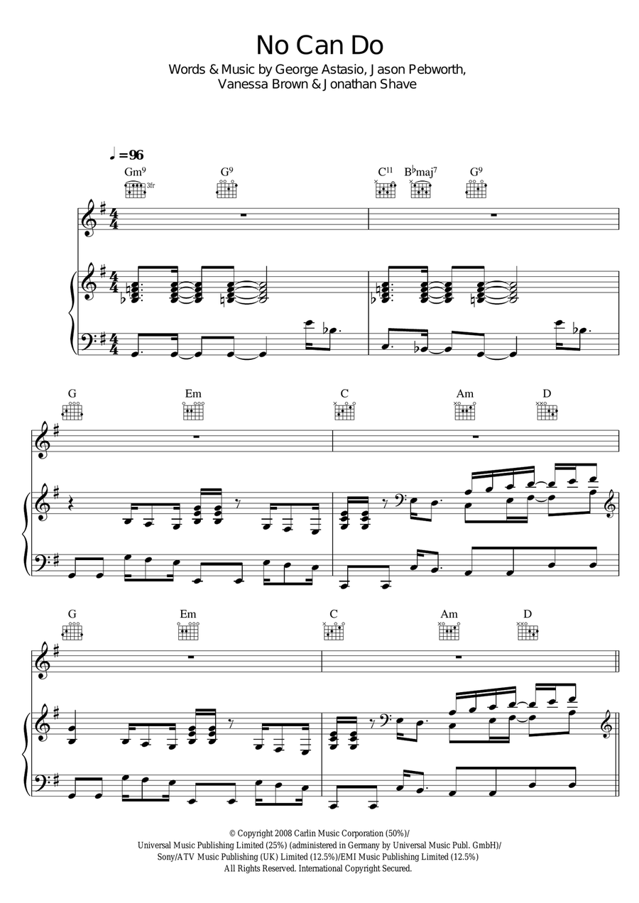 No Can Do Piano, Vocal scores gallery preview page 1