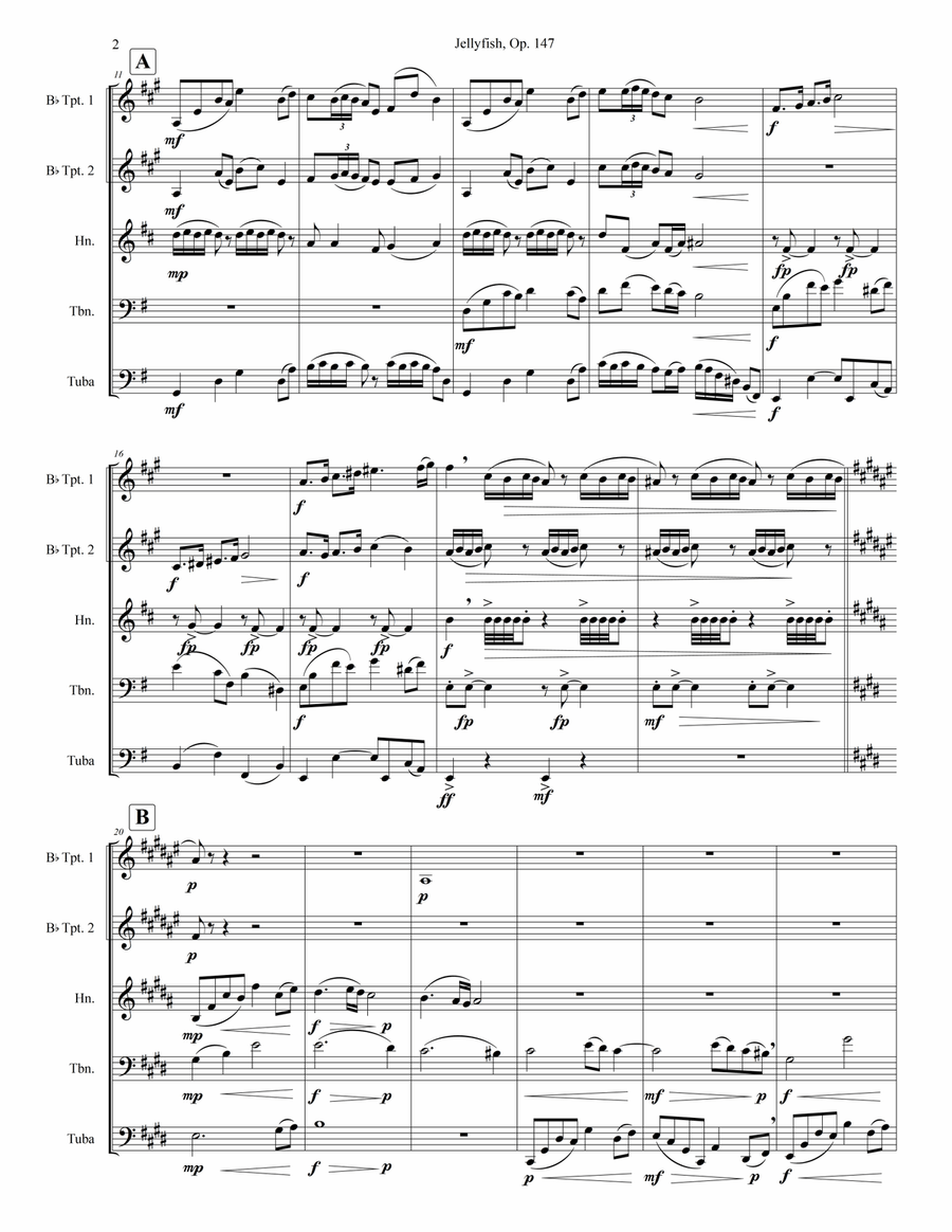 Jellyfish, Op. 147 Brass Quintet scores gallery preview page 6