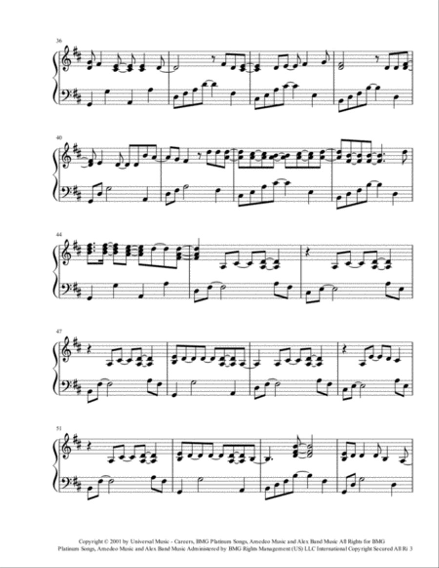 Wherever You Will Go Piano Solo scores gallery preview page 3