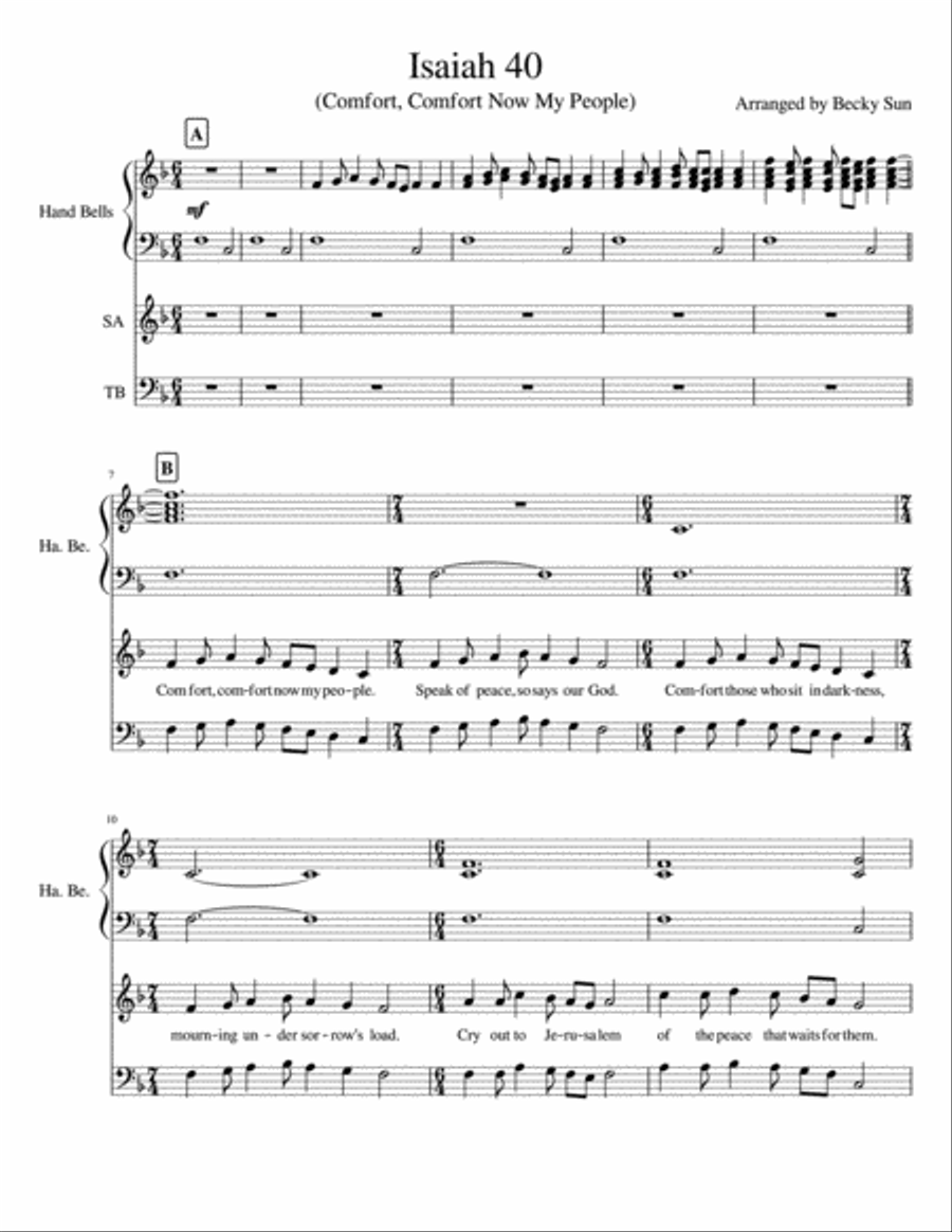 Isaiah 40 (Comfort, Comfort Now My People) 4-Part scores gallery preview page 1