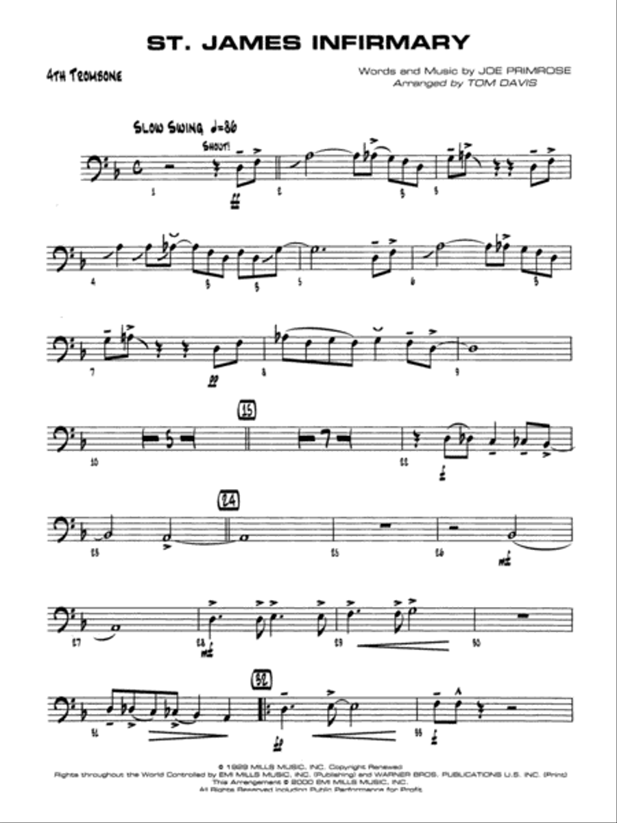 St. James Infirmary: 4th Trombone Jazz Ensemble scores gallery preview page 1
