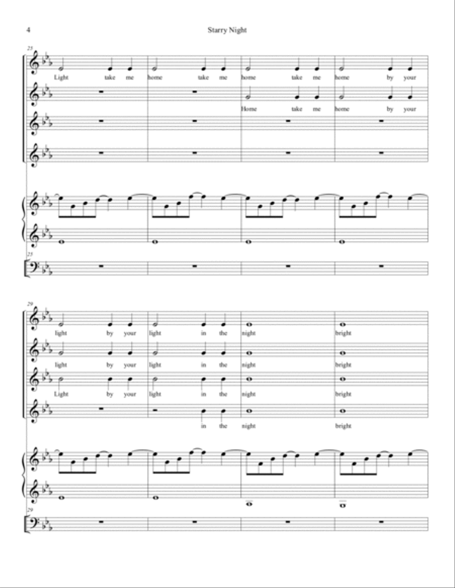 Starry Night - SSAA - 4-Part - Vocal Group - Piano - Cello SSAA scores gallery preview page 5