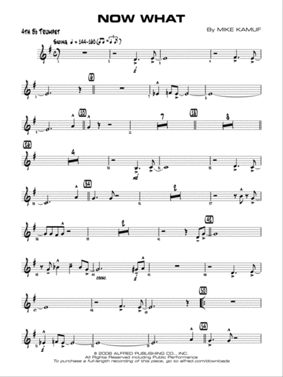 Now What: 4th B-flat Trumpet Jazz Ensemble scores gallery preview page 1