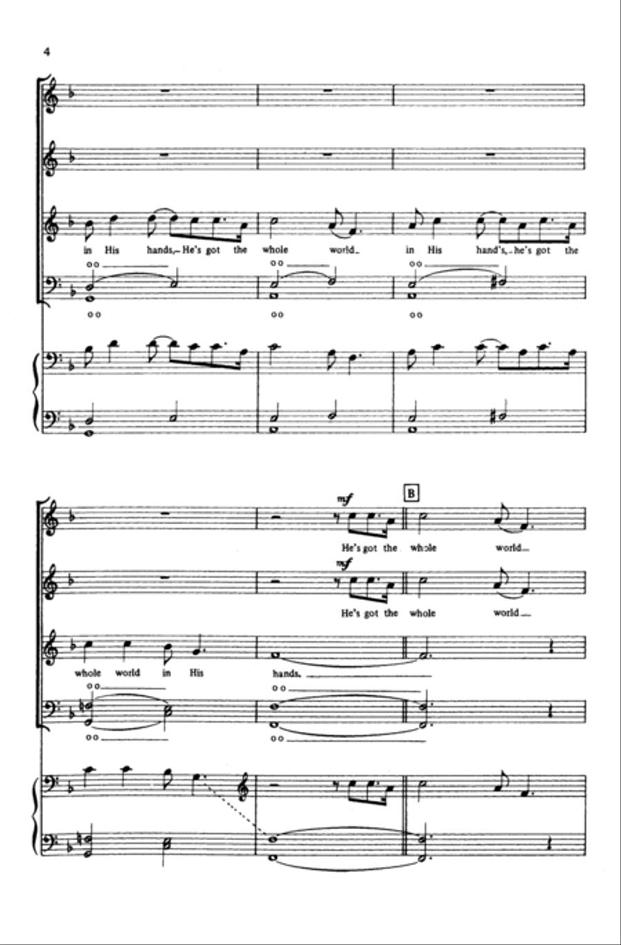 He's Got the Whole World in His Hands 4-Part scores gallery preview page 17