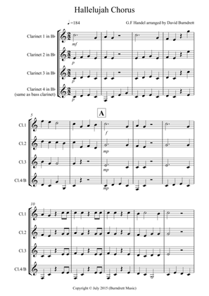 Book cover for Hallelujah Chorus for Clarinet Quartet