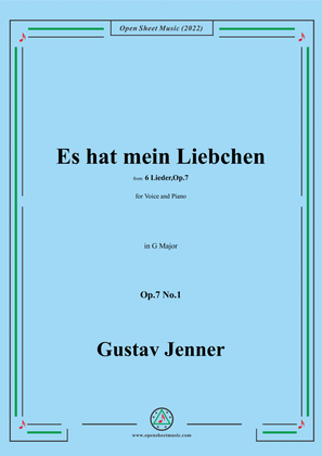 Book cover for Jenner-Es hat mein Liebchen,in G Major,Op.7 No.1