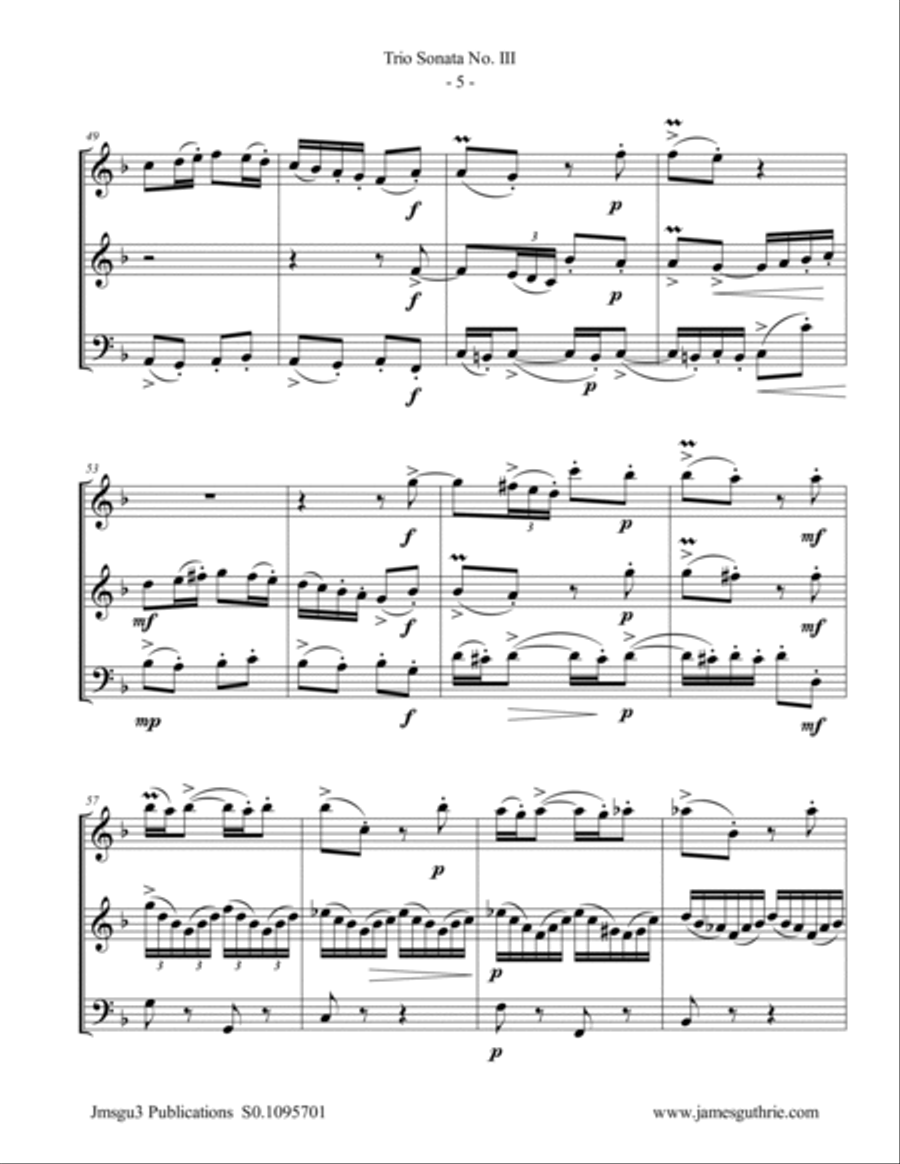 BACH: Trio Sonata No. 3 BWV 527 for String Trio String Trio scores gallery preview page 5