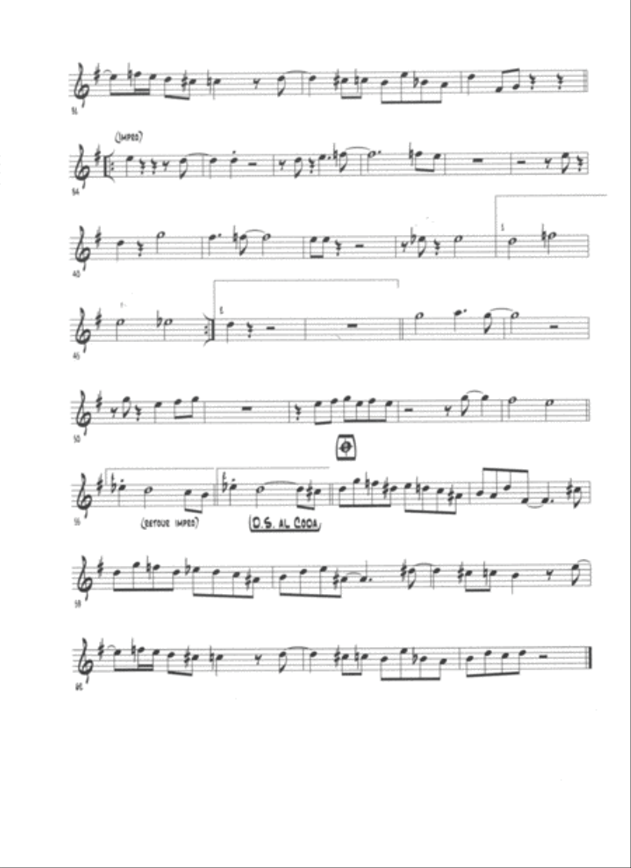 Tordu (pour saxo. Alto - Ténor 1 et 2, - Baryton - guitare- contrebasse et batterie - Score Only Jazz Ensemble scores gallery preview page 2