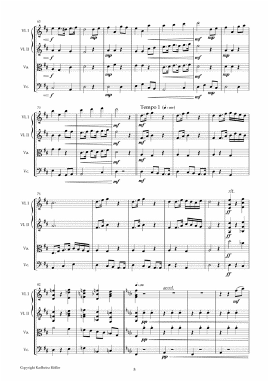 String quartet No. 1 G Major - A travel through the times String Quartet scores gallery preview page 5