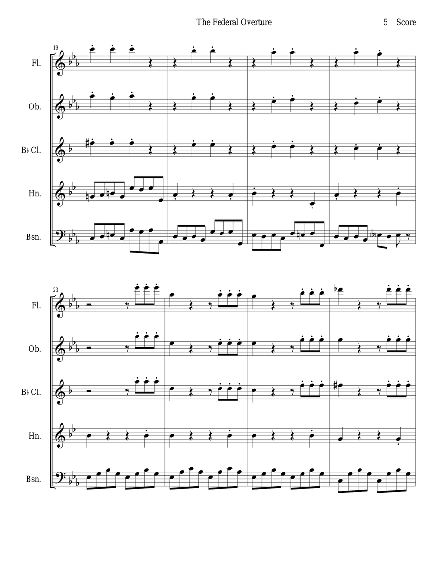 1794! Federal Overture for Woodwind Quintet Woodwind Quintet scores gallery preview page 5