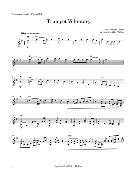 Trumpet Voluntary - Unaccompanied Violin Solo image number null