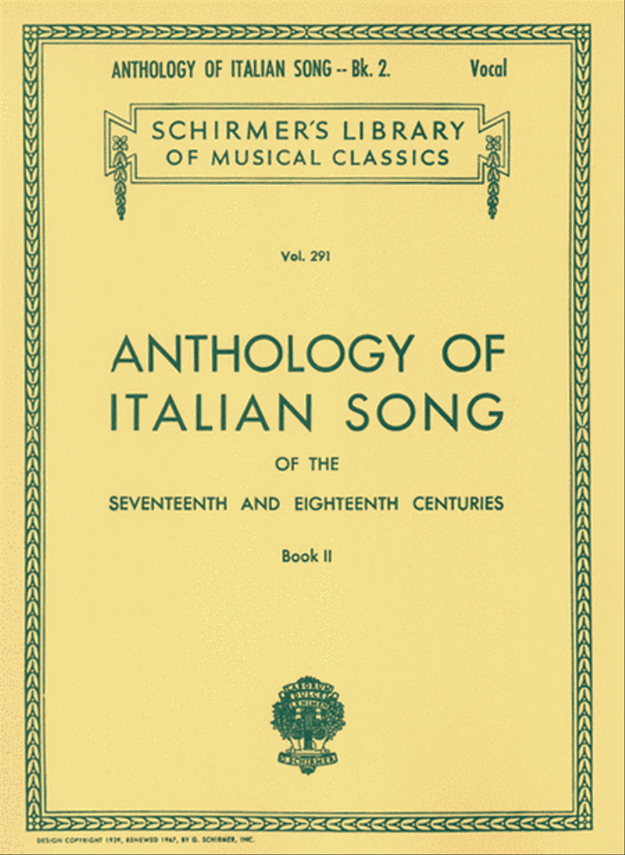 Anthology of Italian Song of the 17th and 18th Centuries - Book II by Various Voice - Sheet Music