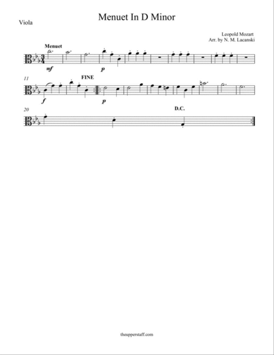 Menuet in D Minor Clarinet scores gallery preview page 2