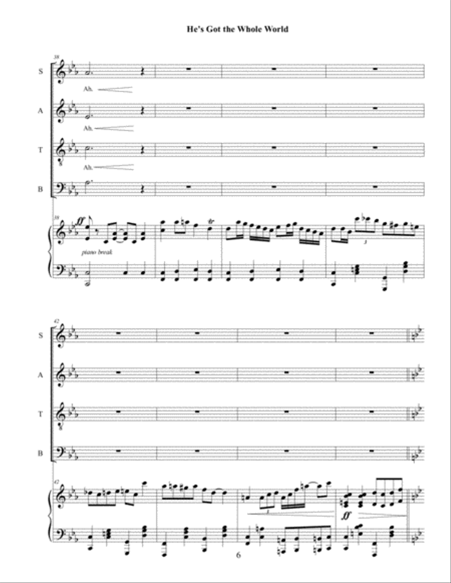 He's Got the Whole World in His Hand 4-Part scores gallery preview page 6