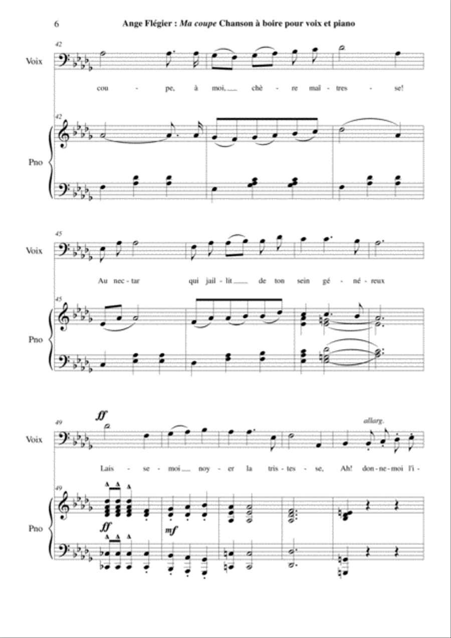 Ange Flégier: Ma coupe for bass voice and piano Bass Voice scores gallery preview page 6