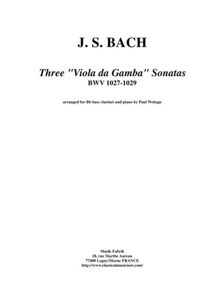 J. S. Bach: Three "Viola da Gamba" Sonatas, BWV 1027-1029, arranged for Bb bass clarinet and piano