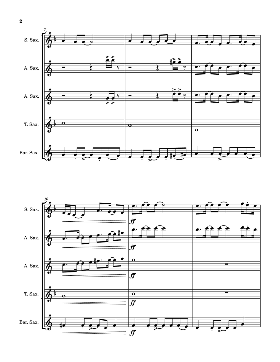 Dancing Queen Saxophone Quintet scores gallery preview page 3