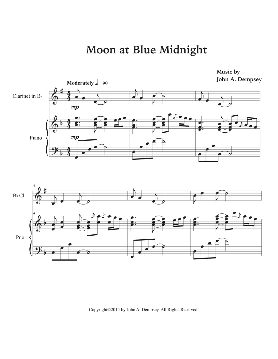 Moon at Blue Midnight (Clarinet and Piano) Clarinet Solo scores gallery preview page 5