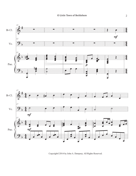 O Little Town of Bethlehem (Trio for Clarinet, Cello and Piano) image number null