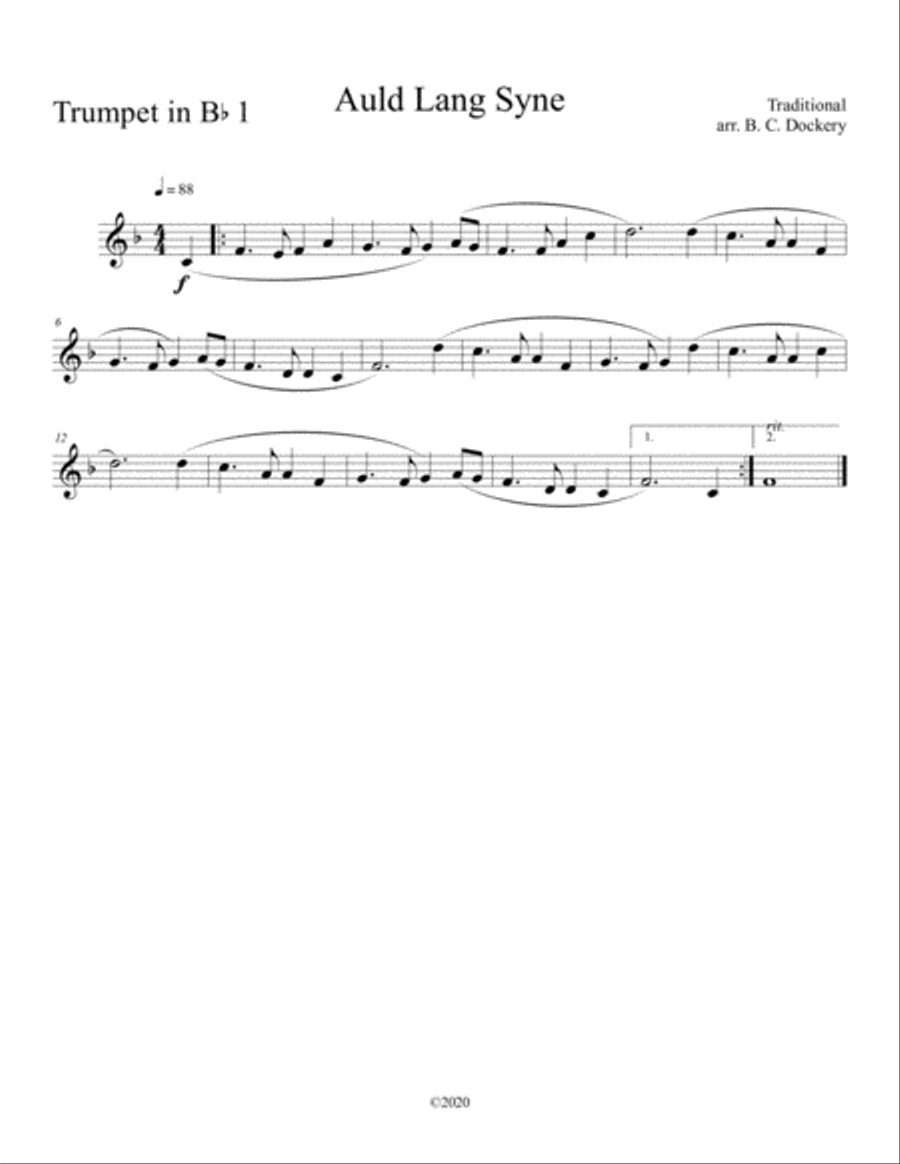 Auld Lang Syne for Brass Quartet Brass Quartet scores gallery preview page 3