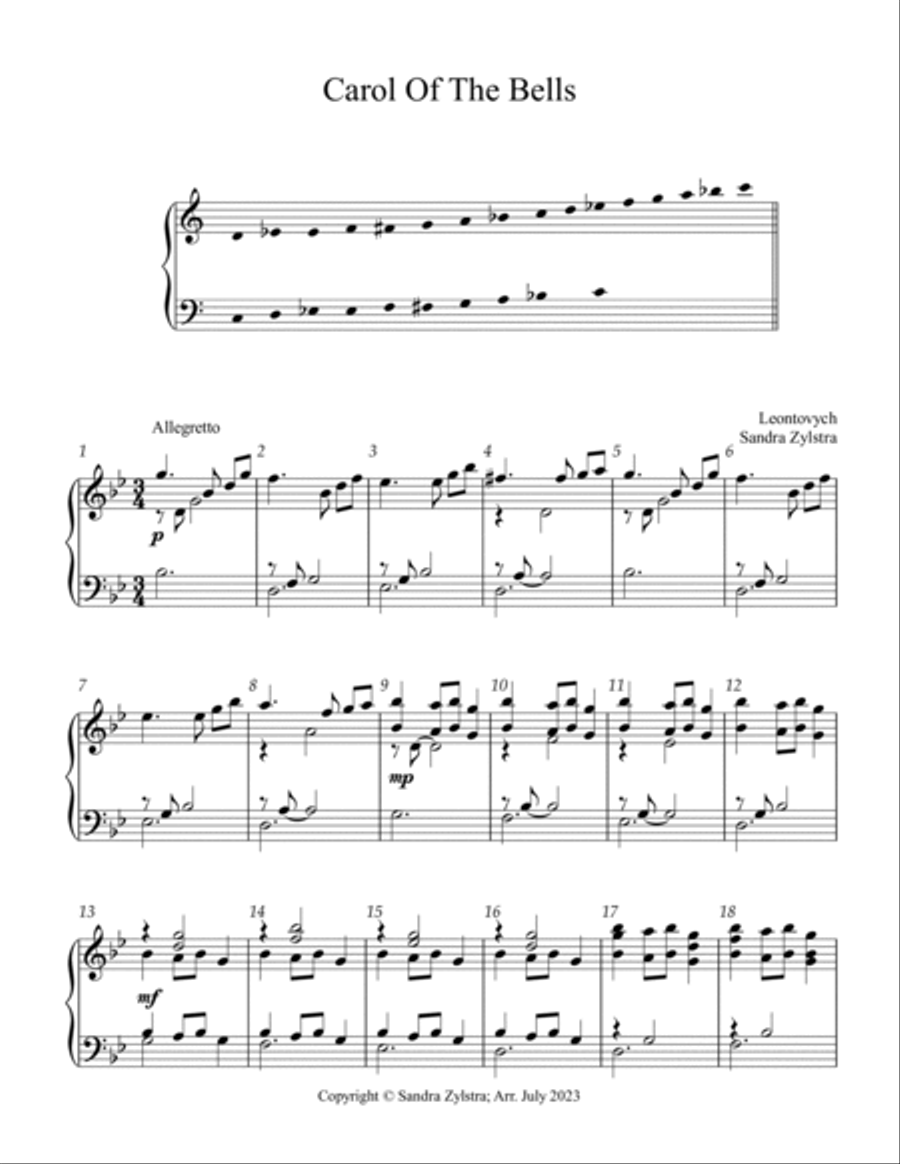 Carol Of The Bells (3 octave handbells) 3-Octaves scores gallery preview page 2