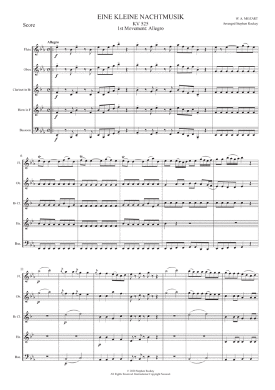 Eine Kleine Nacht Musik 1st Movement Allegro for Woodwind Quintet Woodwind Quintet scores gallery preview page 3