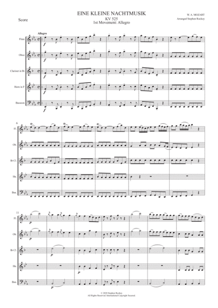 Eine Kleine Nacht Musik 1st Movement Allegro for Woodwind Quintet image number null