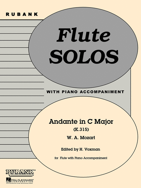 Andante In C Major K315 Festival Series For C Flute Solos With Piano Accompanimnt