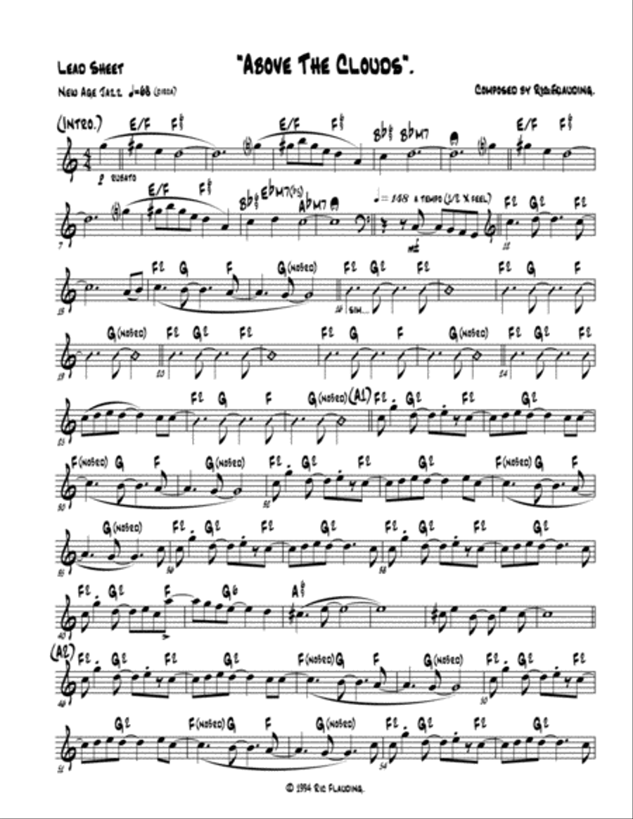 Above The Clouds (Lead Sheet) Guitar Ensemble scores gallery preview page 1
