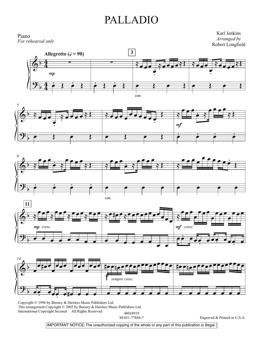 Palladio - Piano Orchestra scores gallery preview page 1