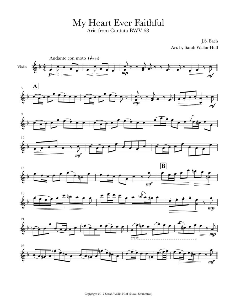 Bach's My Heart Ever Faithful (Violin & Cello) String Duet scores gallery preview page 4
