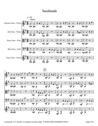 Sarabande by Handel for String Quartet in Schools