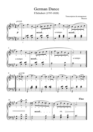 Five short melodic piano solo pieces with finger positions and mp3