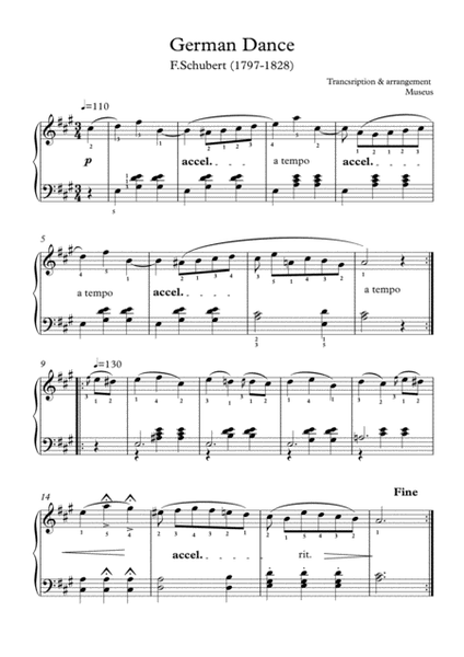 Five short melodic piano solo pieces with finger positions and mp3 image number null