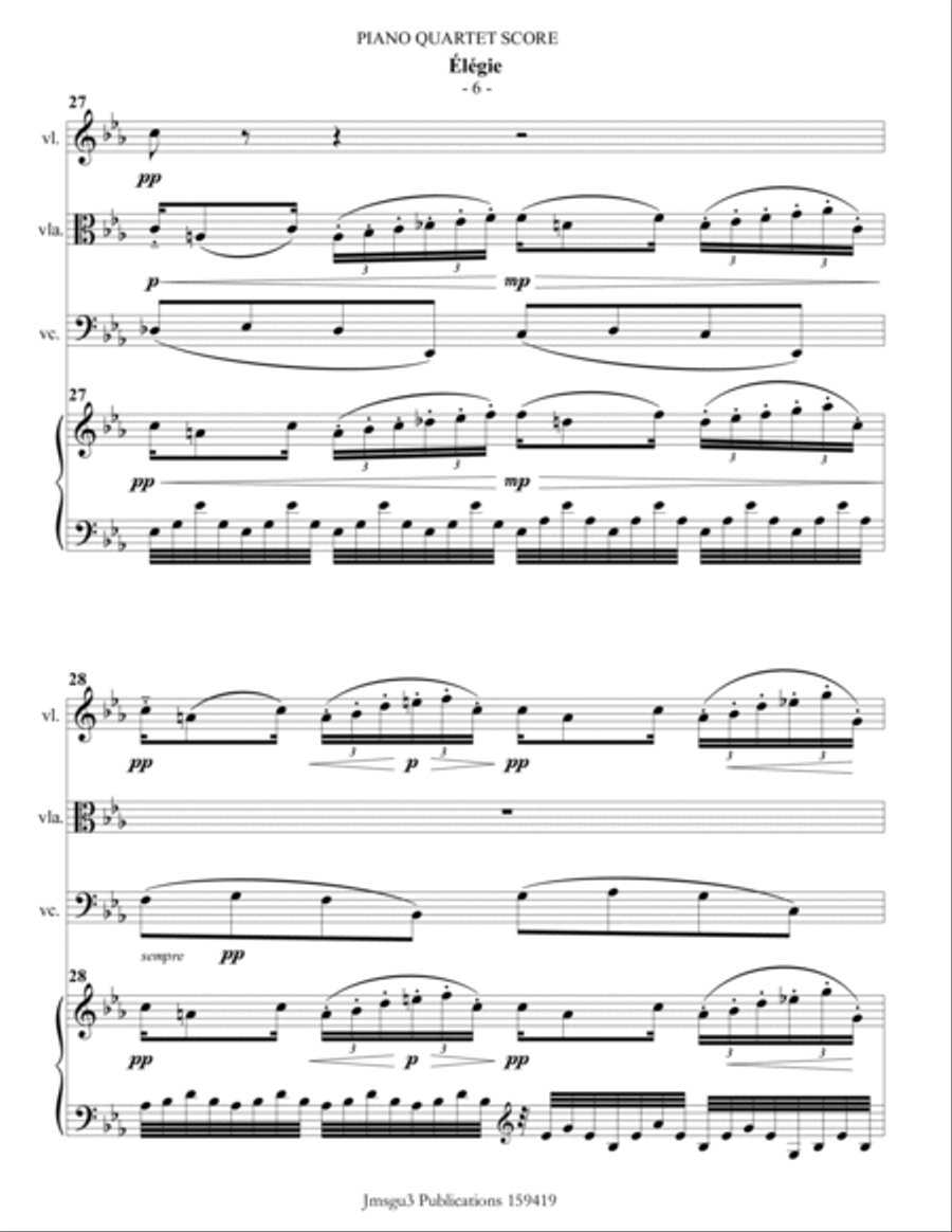 Fauré: Élégie Op. 24 for Piano Quartet Piano Quartet scores gallery preview page 6
