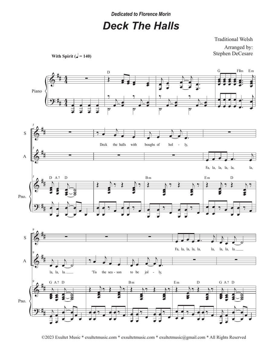 Deck The Halls (Duet for Soprano and Alto solo) Alto Voice scores gallery preview page 1