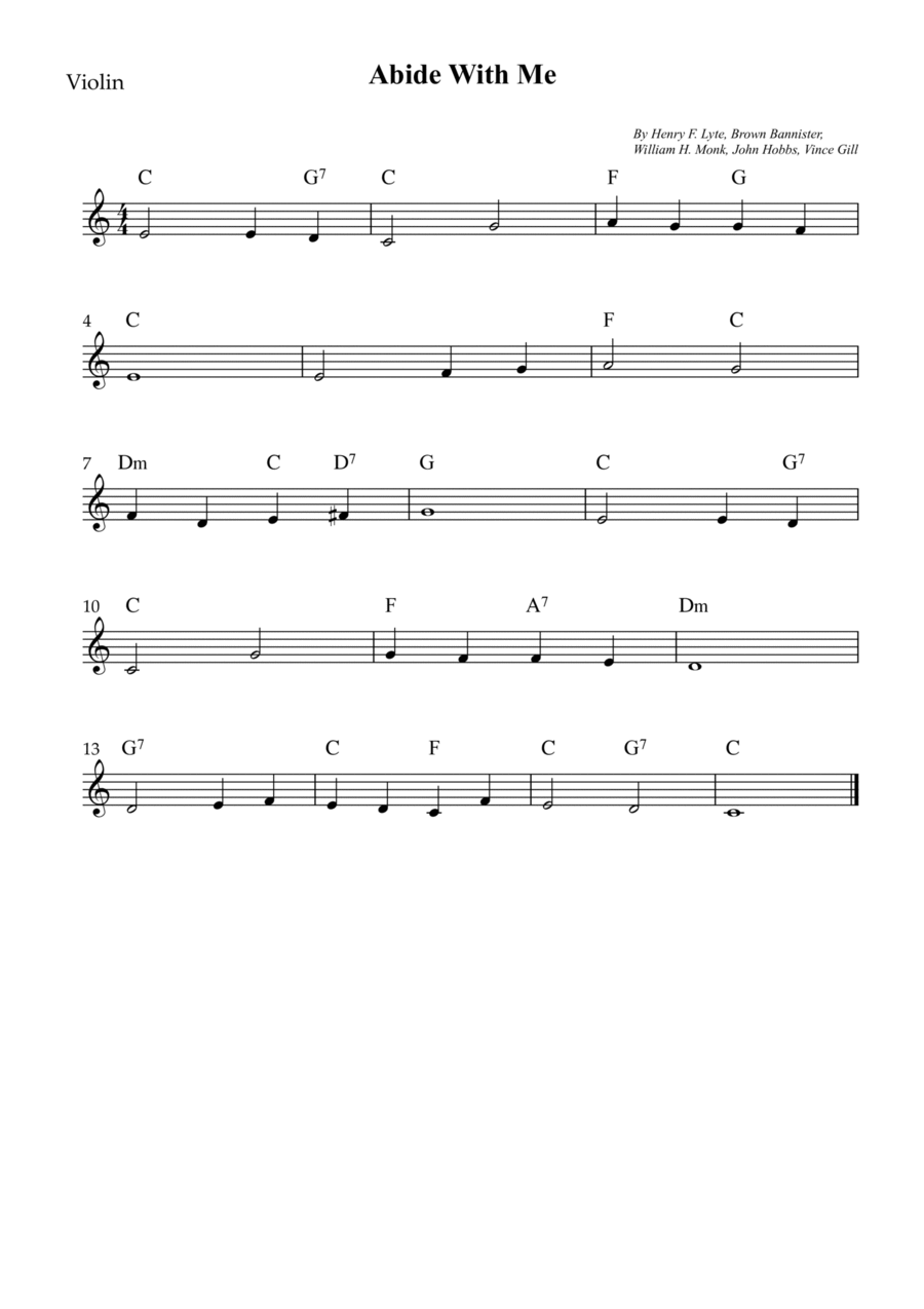 Abide With Me Violin Solo scores gallery preview page 1
